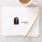 Griezelend grijnzende skelet Halloween Etiket (Insitu)