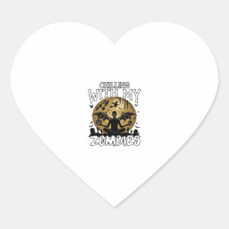 Griezelende zombies Halloween Gevleugelde Demon Ma Hart Sticker