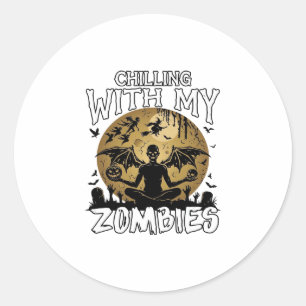 Griezelende zombies Halloween Gevleugelde Demon Ma Ronde Sticker