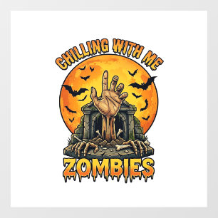 Griezelende zombies Hand grafsteen volle maan vlee Raamsticker