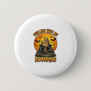 Griezelende zombies Hand grafsteen volle maan vlee Ronde Button 5,7 Cm