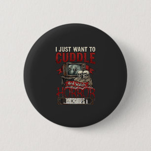 Griezelfilms knuffelen Halloween schedels Retro Tv Ronde Button 5,7 Cm