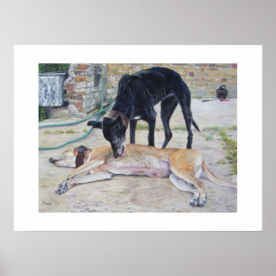 griezelhond portret realist dierenkunst poster
