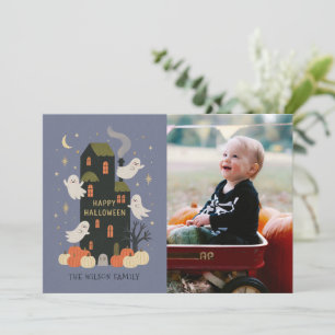 Griezelhuis aangepaste foto familie Halloween