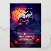 Griezelhuis Halloween Feest Folie Uitnodiging (Voorkant)