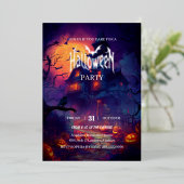 Griezelhuis Halloween Feest Folie Uitnodiging (Staand Voorkant)