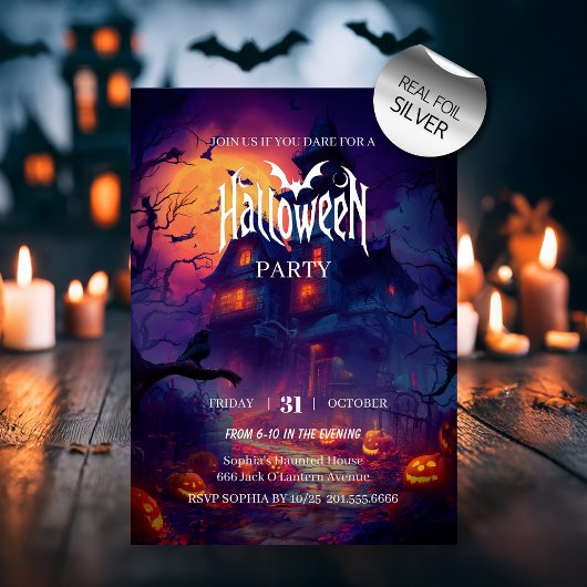 Griezelhuis Halloween Feest Folie Uitnodiging