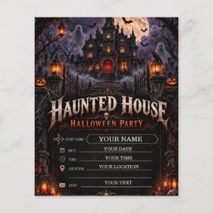 Griezelhuis Halloween-feest gothic horror Flyer