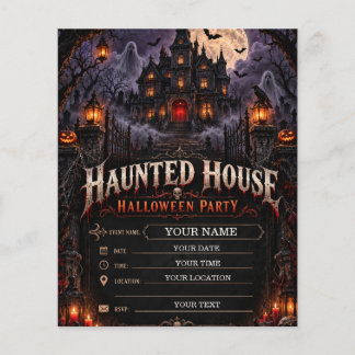 Griezelhuis Halloween-feest gothic horror Flyer