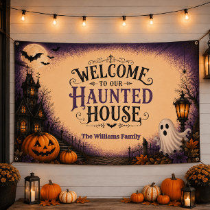 Griezelhuis Halloween Feest Spandoek