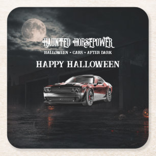 Griezelig Amerikaanse Spierauto Halloween-feest Kartonnen Onderzetters