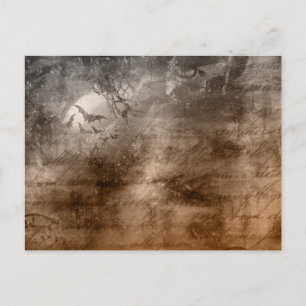 Griezelig Antiek kijken vogels en schrijven Hallow Feestdagenkaart