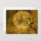 Griezelig Antiek Ogend Geel Begraafplaats Hallowee Feestdagenkaart (Voorkant / Achterkant)