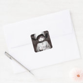 Griezelig Aziatisch kind in kostuum Halloween Vierkante Sticker (Envelop)