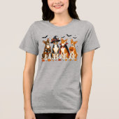 Griezelig Basenjis Halloween-ontwerp Tri-Blend Shirt (Voorkant)