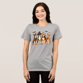 Griezelig Basenjis Halloween-ontwerp Tri-Blend Shirt (Voorkant volledig)