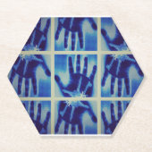 griezelig blauw kartonnen onderzetters (Voorkant)