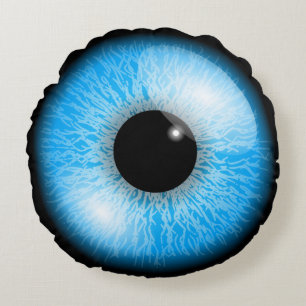 Griezelig Blauw Realistisch Oogbol Rond Kussen