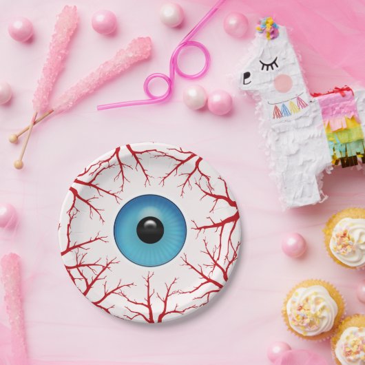 Griezelig bloeddoorlopen oogbal papieren bordje (Feest)
