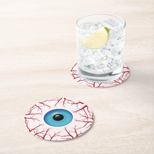 Griezelig bloeddoorlopen oogbal ronde kartonnen onderzetter (Insitu)