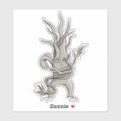 Griezelig boomkarakter met verwarde takken sticker (Vel)