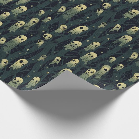Griezelig Bos en Geesten Halloween Cadeaupapier (Hoek)
