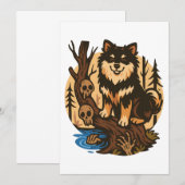 Griezelig bos hond met schedels horror kunst kaart (Voorkant / Achterkant)