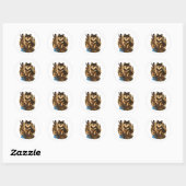 Griezelig bos hond met schedels horror kunst ronde sticker (Vel)