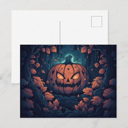 Griezelig bos met Jack-O' Lanterns Halloween Feestdagenkaart (Voorkant / Achterkant)