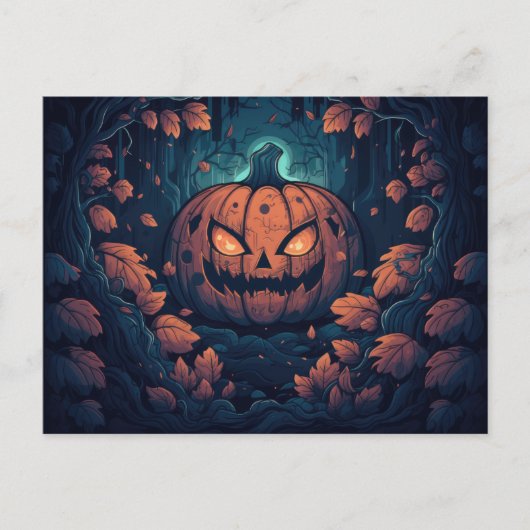 Griezelig bos met Jack-O' Lanterns Halloween Feestdagenkaart (Voorkant)