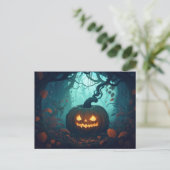 Griezelig bos met Jack-O' Lanterns Halloween Feestdagenkaart (Staand voorkant)