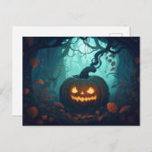 Griezelig bos met Jack-O' Lanterns Halloween Feestdagenkaart (Voorkant / Achterkant)