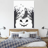 Griezelig bos spook uitgerekt canvas – Donker & gr Afdruk (Insitu (Slaapkamer))