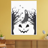 Griezelig bos spook uitgerekt canvas – Donker & gr Afdruk (Insitu (Woonkamer))