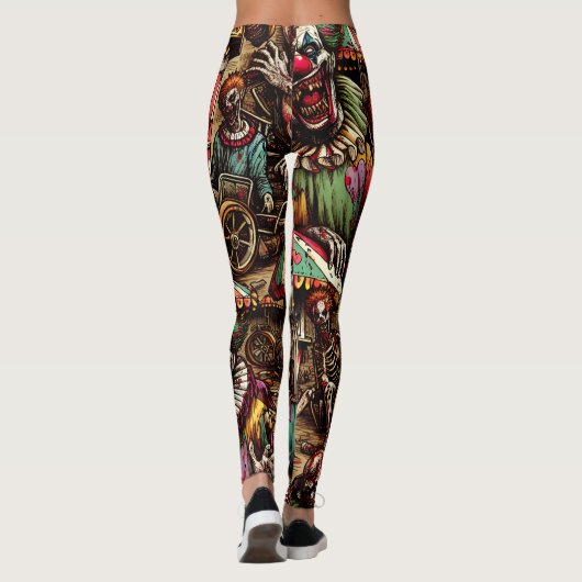 griezelig carnaval clown zombie halloween leggings (Achterkant)