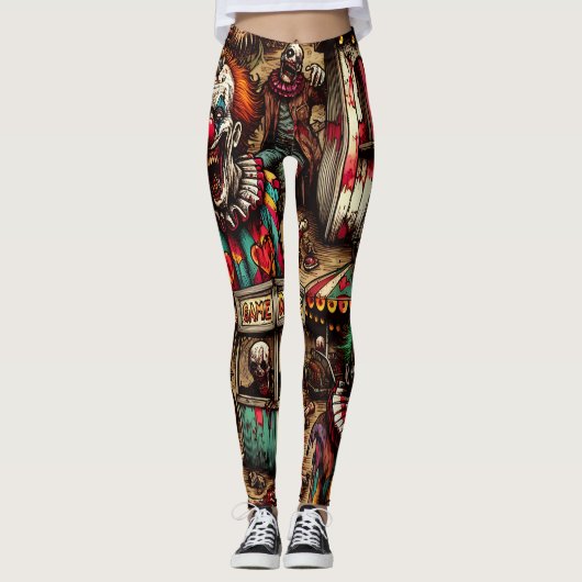 griezelig carnaval clown zombie halloween leggings (Voorkant)