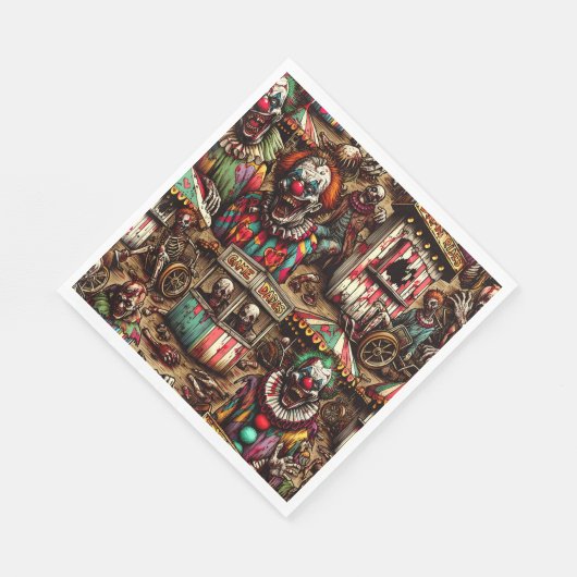 griezelig carnaval clown zombie halloween servet (Hoek)