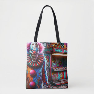 griezelig carnaval clown zombie halloween tote bag