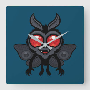 Griezelig Cute Cryptid Mothman Monster Vierkante Klok