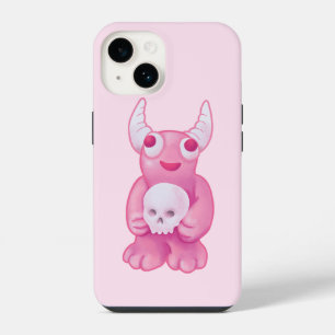 Griezelig Cute Demon Roze Schedel Pastel Goth Meis iPhone 14 Hoesje
