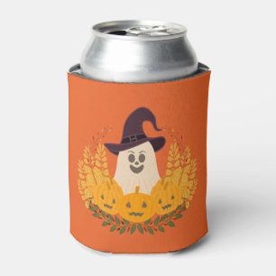Griezelig Cute Geest En Pompoenen Herfst Krans Blikjeskoeler
