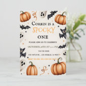 Griezelig Cute Geest & Vleermuis Halloween Verjaar Bedankkaart (Staand voorkant)