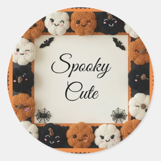 Griezelig Cute Gehaakte Pompoen Halloween Stickers (Voorkant)