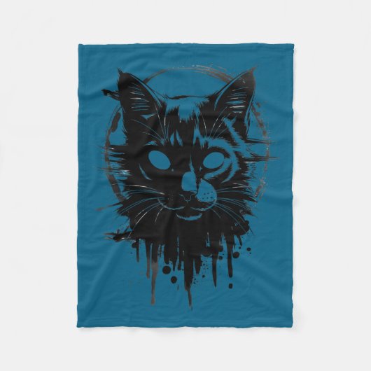 Griezelig Cute Goth Kat Horror Kitty Schets Alt Ng Fleece Deken (Voorkant)