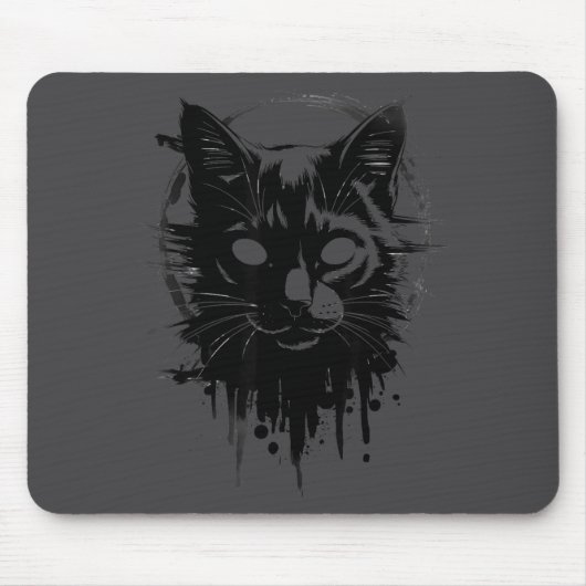 Griezelig Cute Goth Kat Horror Kitty Schets Alt Ng Muismat (Voorkant)