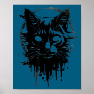 Griezelig Cute Goth Kat Horror Kitty Schets Alt Ng Poster