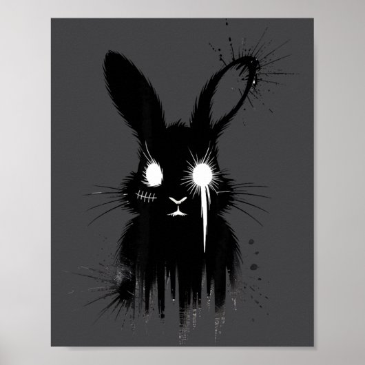 Griezelig Cute Goth Konijn Horror Konijn Schets Al Poster (Voorkant)