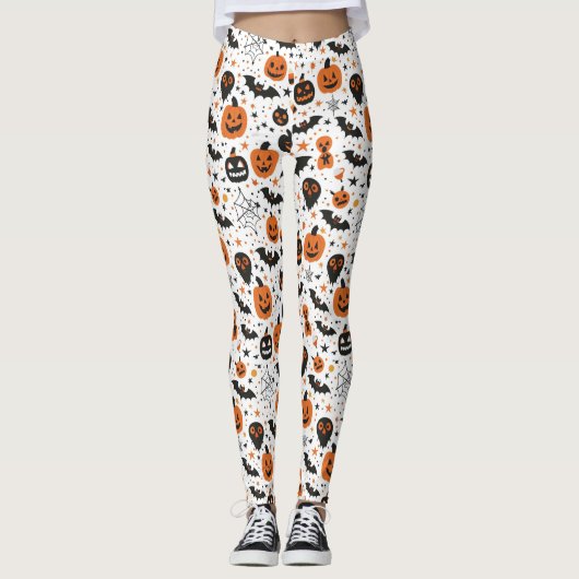 Griezelig Cute Halloween Patroon Leggings (Voorkant)