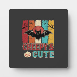 Griezelig Cute Halloween Vleermuis Retro Grafisch Fotoplaat
