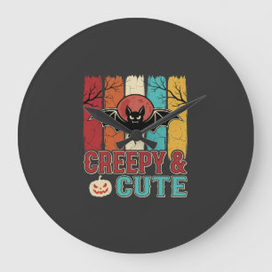 Griezelig Cute Halloween Vleermuis Retro Grafisch Grote Klok